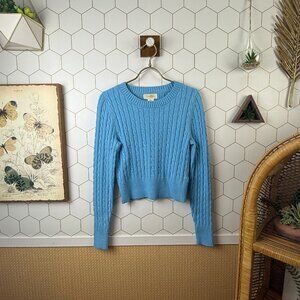 Jessica Simpson Blue Cable Knit Cropped Crewneck Sweater - Size - Small